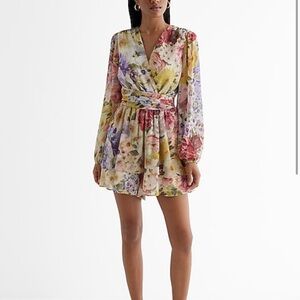 Express Floral Tie Waist Romper